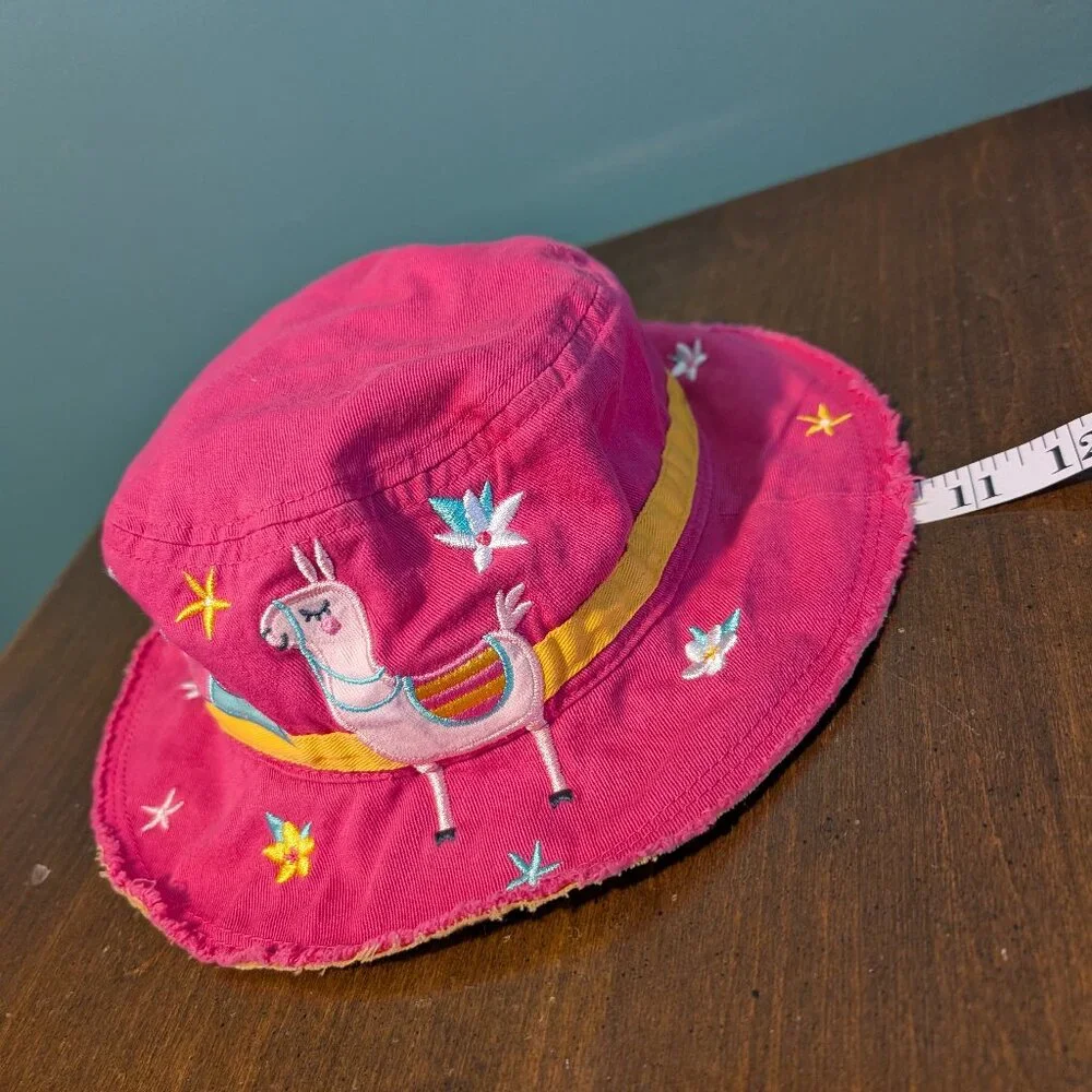 Cotton Stephen Joseph Bucket Hat Girls Pink Flower Llama